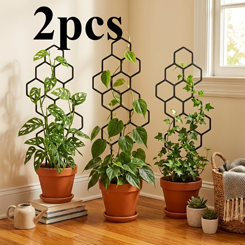 Vine Climbing Plastic - โครงตาข่ายรองรับต้นไม้แบบรังผึ้ง 2 ชิ้น สำหรับพืชเลื้อยในกระถาง ช่วยประหยัดพื้นที่ เหมาะสำหรับการจัดสวนทั้งในร่มและกลางแจ้ง