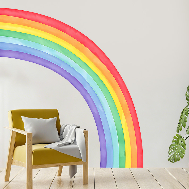 Pvc Panel Background - สติ๊กเกอร์ติดผนังสีรุ้งขนาดใหญ่ สติ๊กเกอร์ PVC แบบมีกาวในตัว สติ๊กเกอร์สีรุ้งขนาดยักษ์ สำหรับตกแต่งห้องเด็กผู้หญิงสไตล์นอร์ดิก