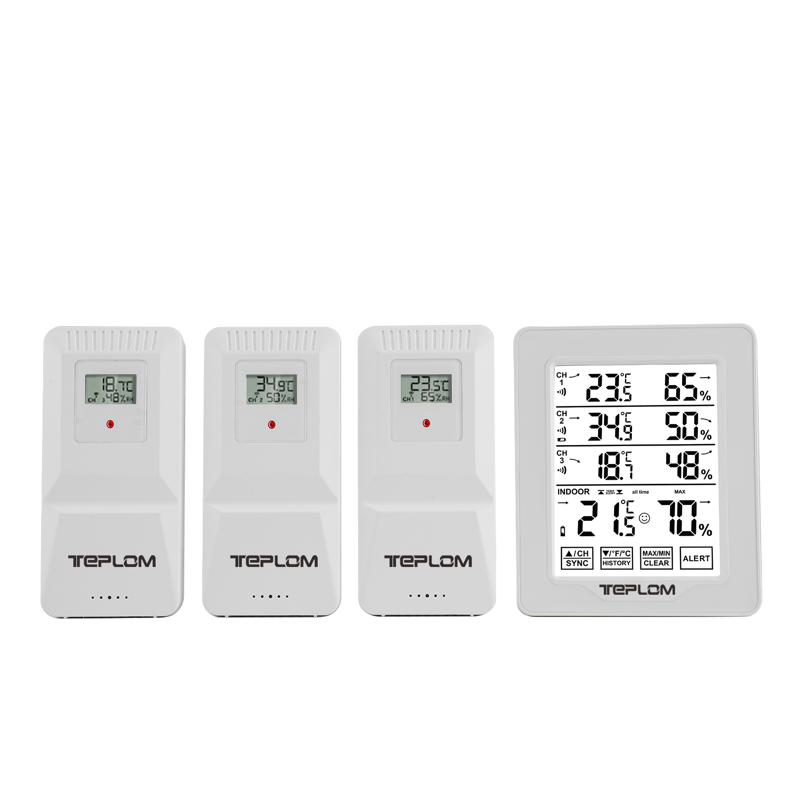 Digital Hygrometer Probe - เครื่องวัดอุณหภูมิและความชื้นแบบดิจิตอลไร้สาย 3-in-1 สำหรับใช้ในร่มและกลางแจ้ง หน้าจอขนาดใหญ่ พร้อมระบบแจ้งเตือนอุณหภูมิและบันทึกข้อมูล
